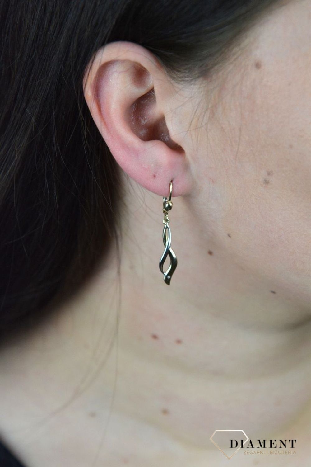 Złote kolczyki wiszące z dodatkiem białego złota KL 7424.jpg